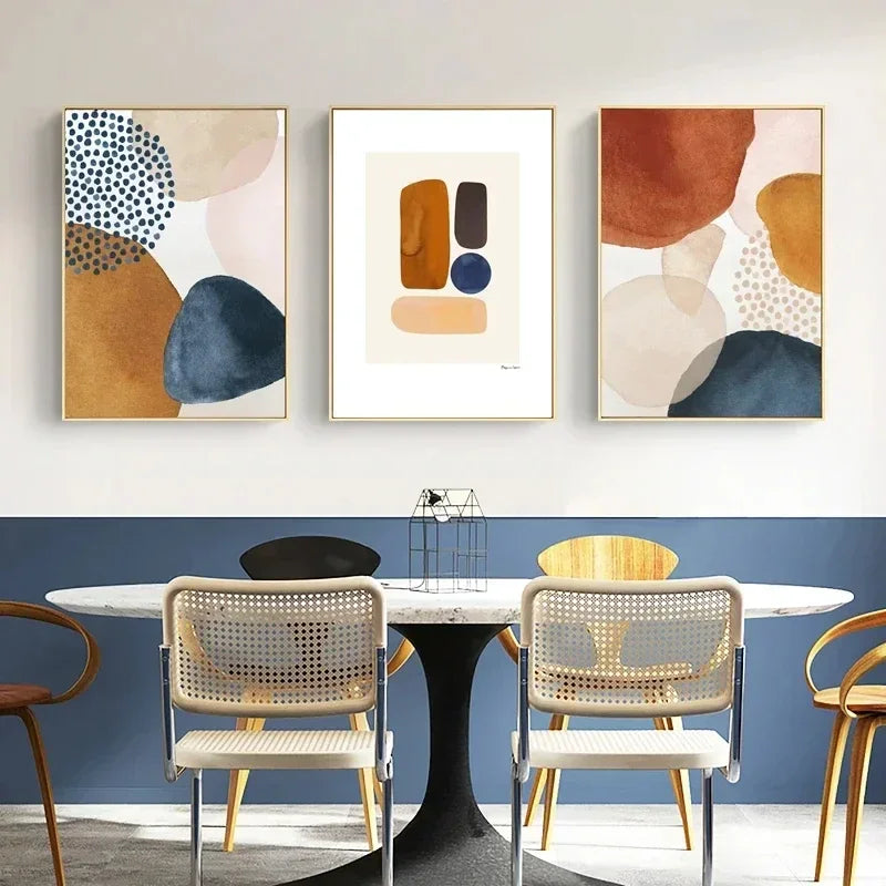 Nordic Abstract Biomorphic Geometric Canvas Wall Art