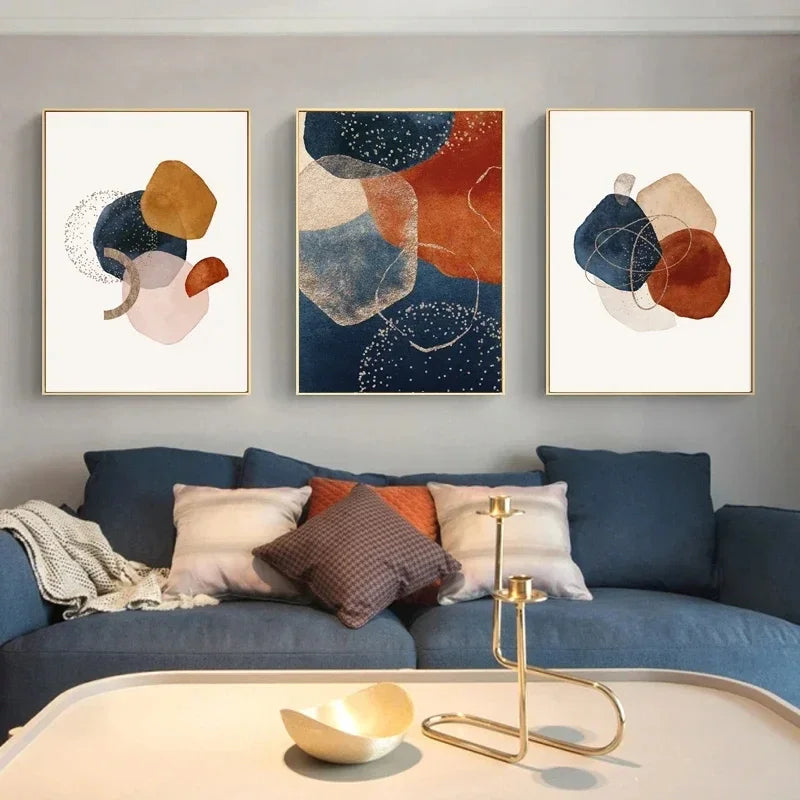 Nordic Abstract Biomorphic Geometric Canvas Wall Art