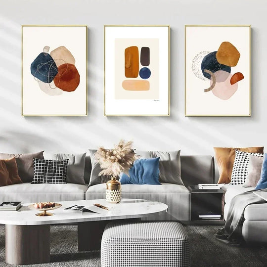 Nordic Abstract Biomorphic Geometric Canvas Wall Art