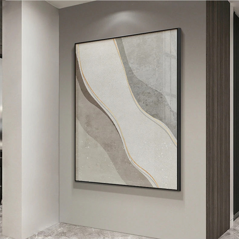 Minimalist Neutral Grey Beige Abstract Canvas Wall Art Unframed