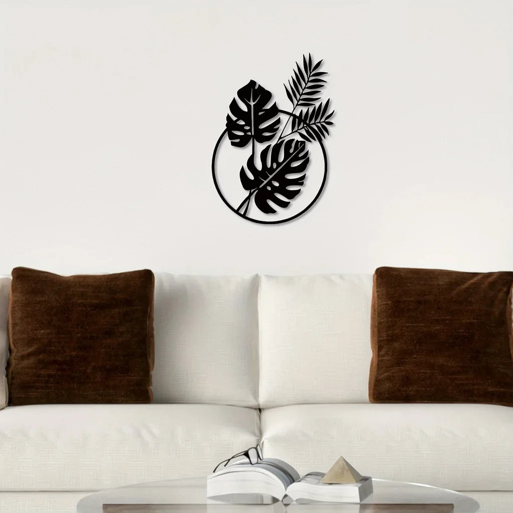 Palm Leaves Silhouette Black Metal Wall Art Decor