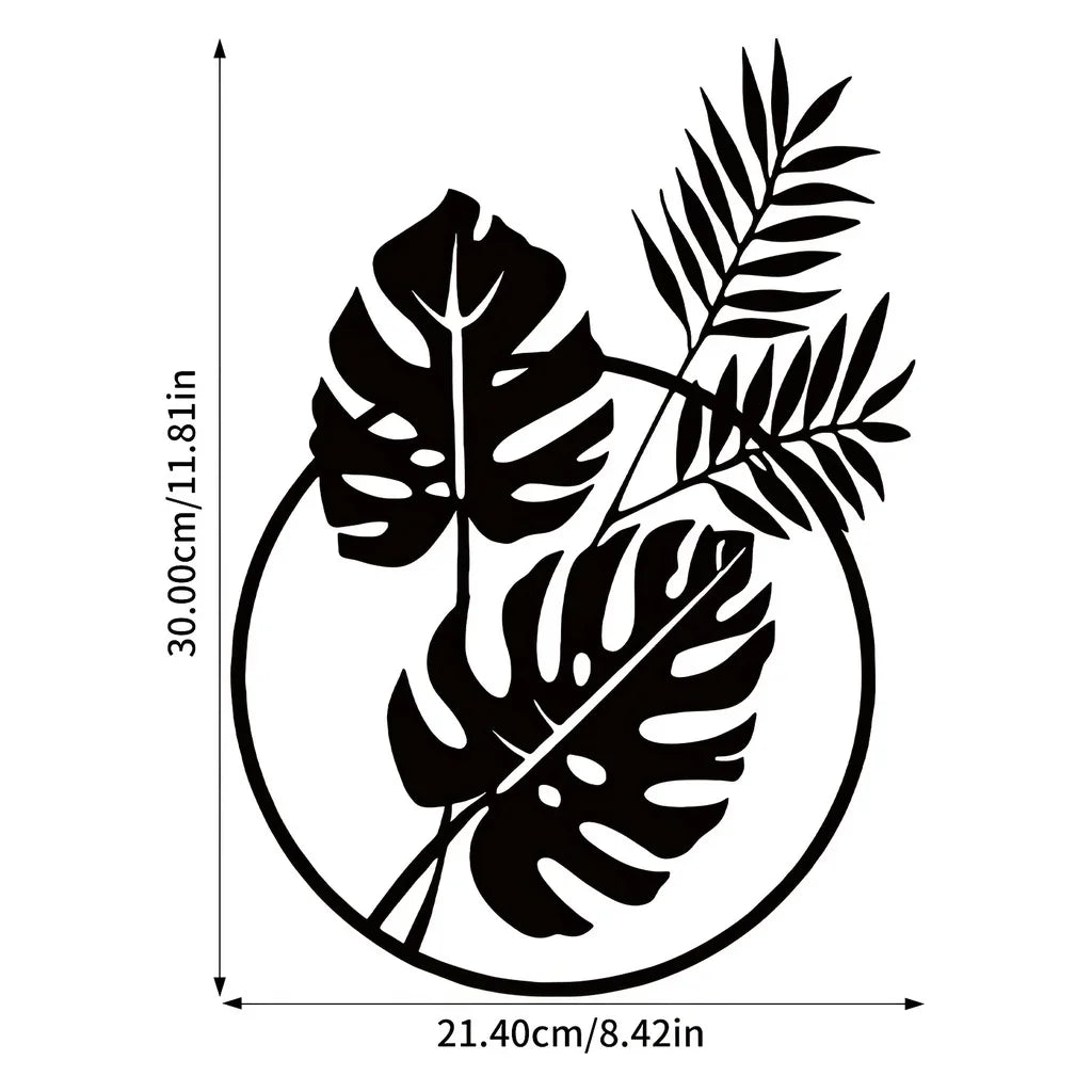 Palm Leaves Silhouette Black Metal Wall Art Decor
