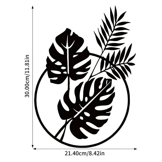Palm Leaves Silhouette Black Metal Wall Art Decor