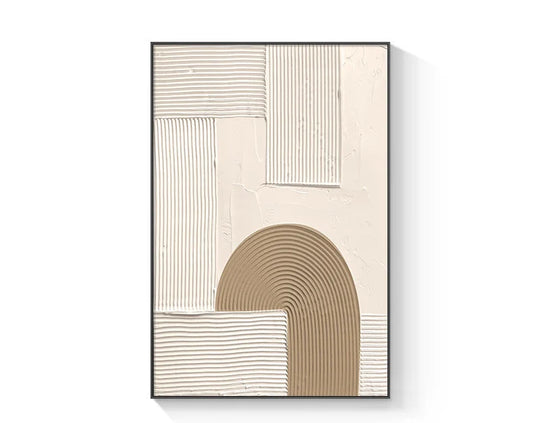 Pastel Beige Abstract Minimalist Geometric Canvas Wall Art Unframed