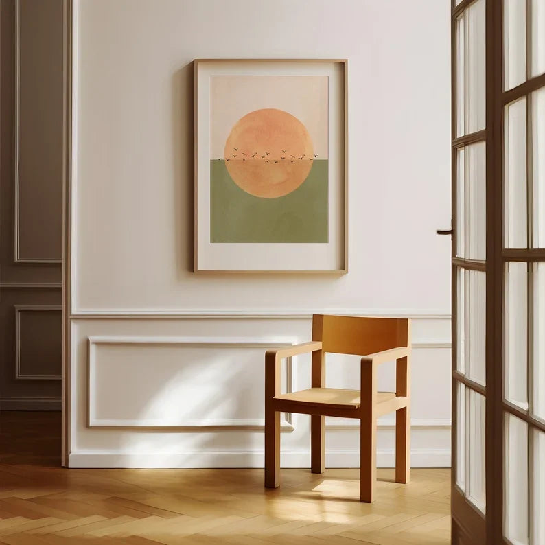Pastel Peach Pink Sunrise Abstract Canvas Wall Art