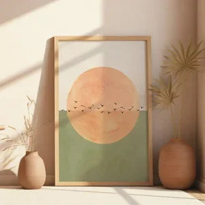 Pastel Peach Pink Sunrise Abstract Canvas Wall Art