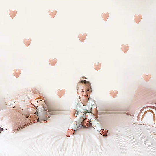 Pastel Pink Heart Wall Stickers