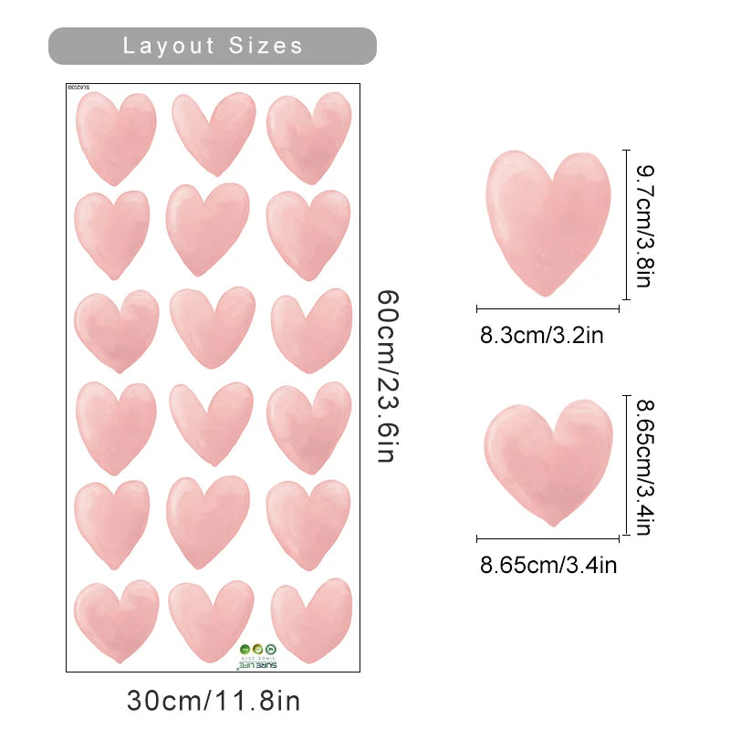 Pastel Pink Heart Wall Stickers