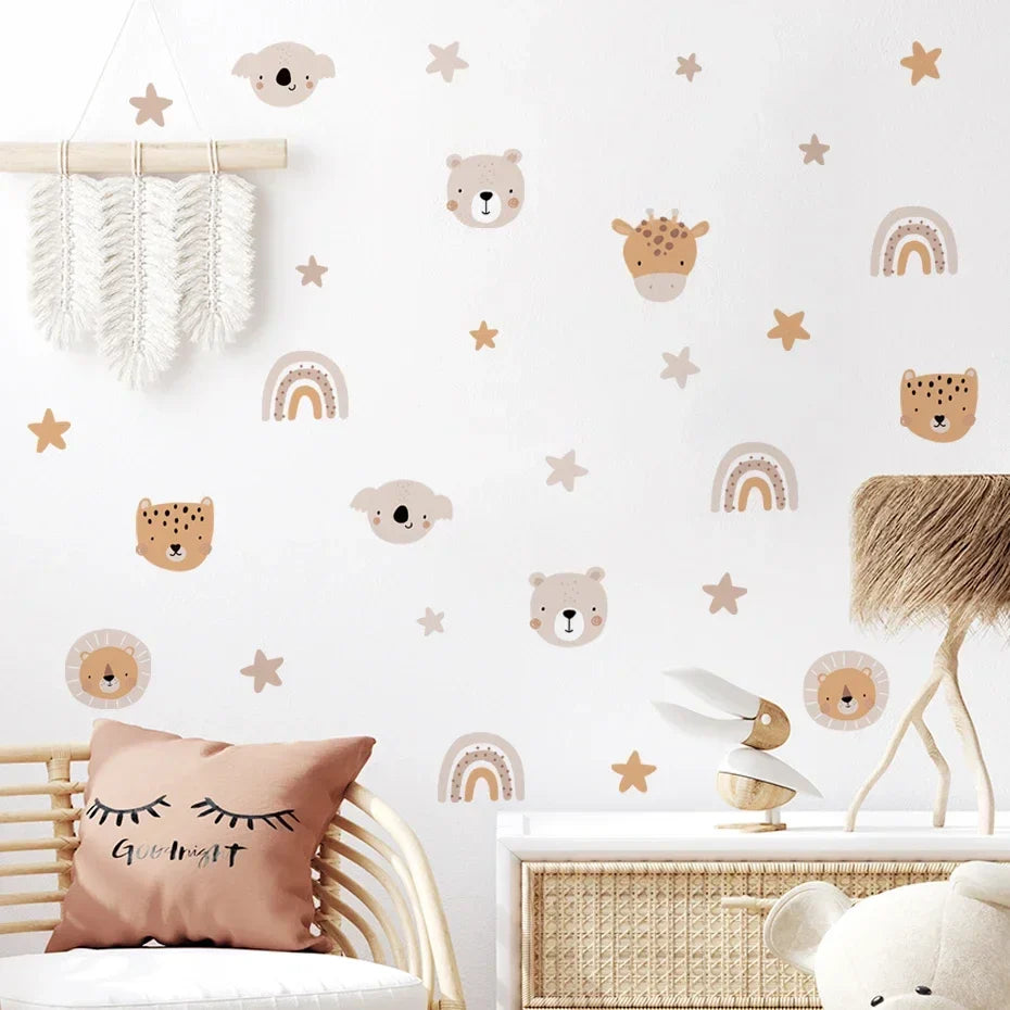 Rainbow Bear And Star Wall Decals For Kids Room Decor