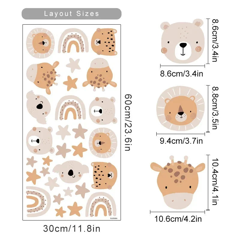 Rainbow Bear And Star Wall Decals For Kids Room Decor