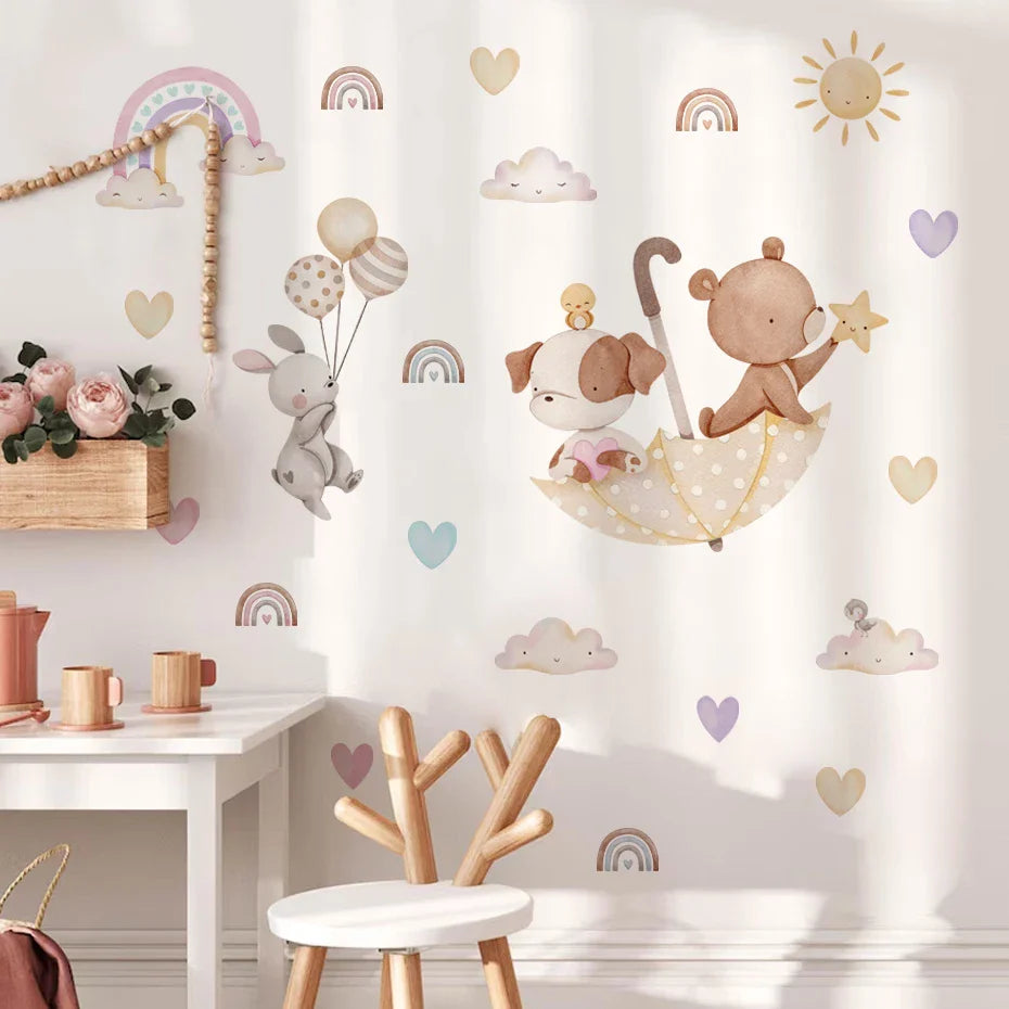 Rainbow Friends Cartoon Animal Wall Decals For Kids Room