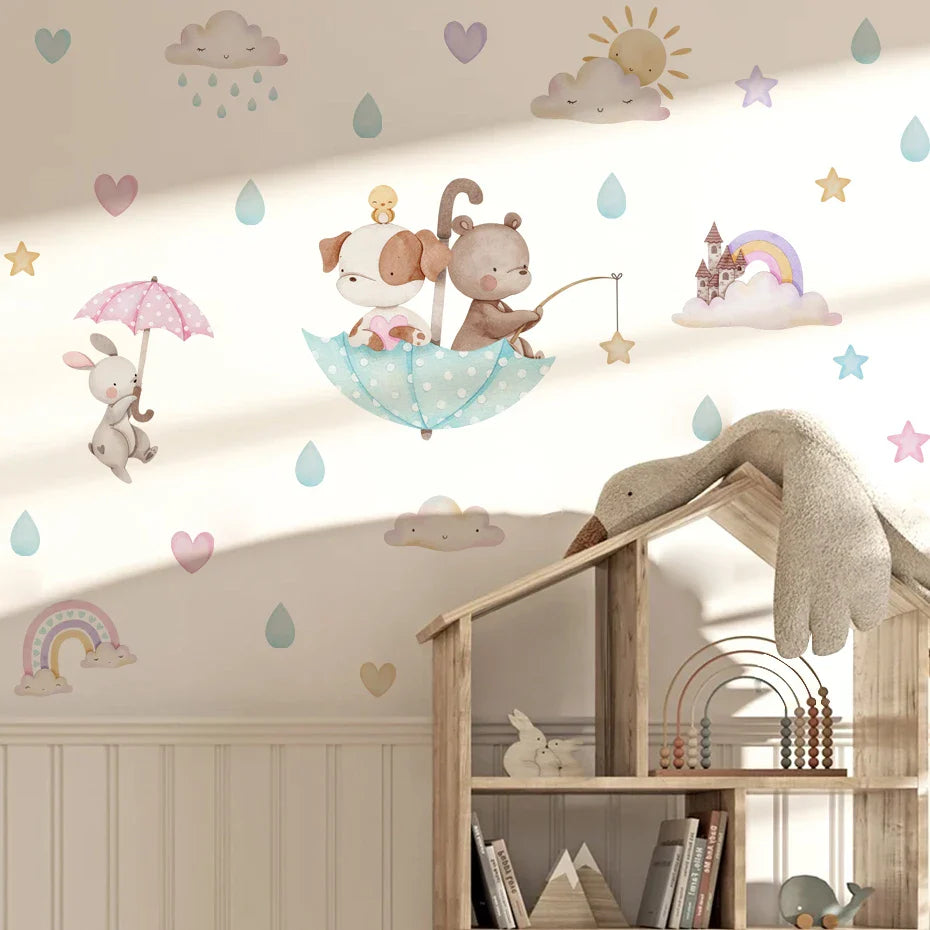 Rainbow Friends Cartoon Animal Wall Decals For Kids Room