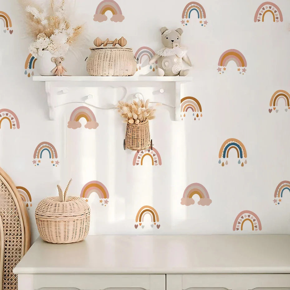 Rainbow Sun And Stars Wall Stickers For Kids Room