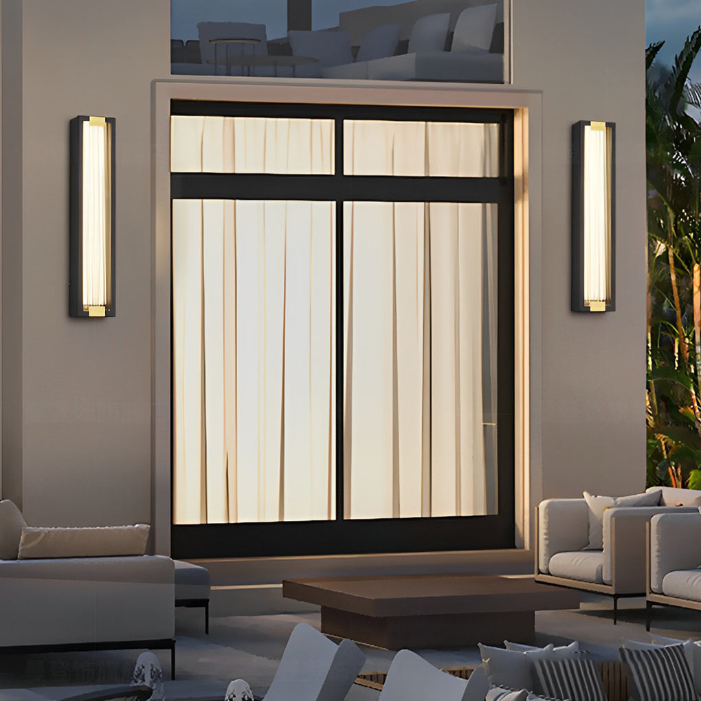 Rectangular LED Waterproof Black Porch Light Modern Outdoor Wall Sconce