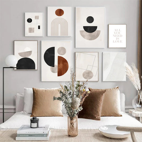 Rustic Neutral Abstract Minimalist Canvas Wall Art