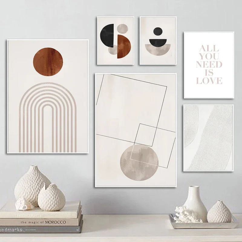 Rustic Neutral Abstract Minimalist Canvas Wall Art