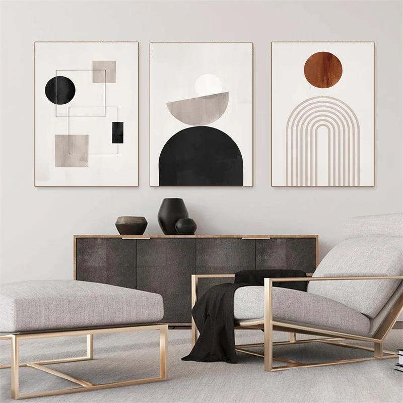 Rustic Neutral Abstract Minimalist Canvas Wall Art