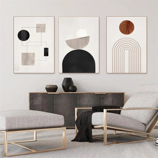 Rustic Neutral Abstract Minimalist Canvas Wall Art