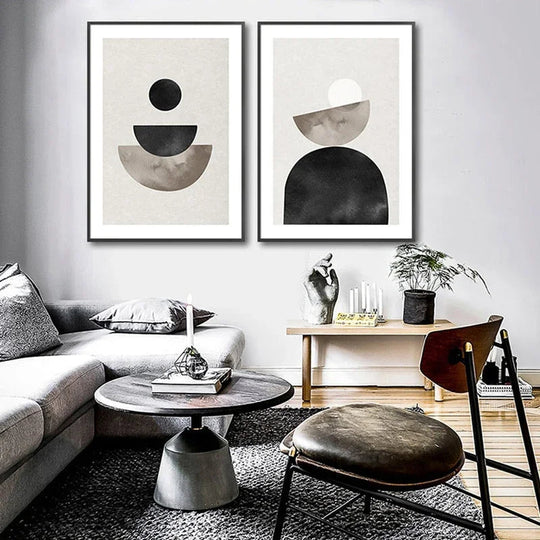 Rustic Neutral Abstract Minimalist Canvas Wall Art