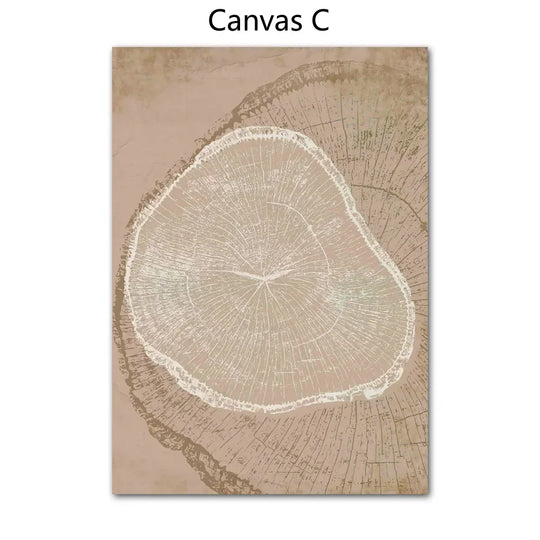 Rustic Tree Rings Abstract Nordic Canvas Wall Art