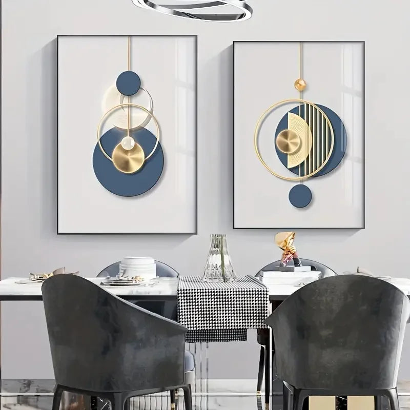 Set of 3 Minimalist Sun Moon Abstract Canvas Wall Art
