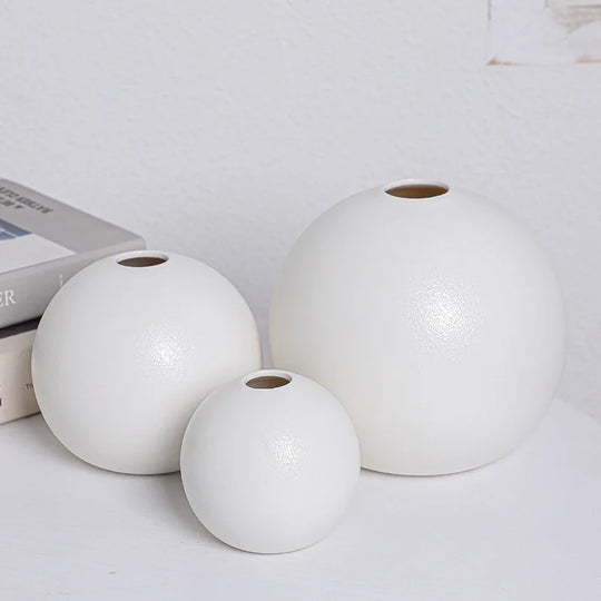 Black and White Ceramic Ball Vase for Hydroponic Flower Decor