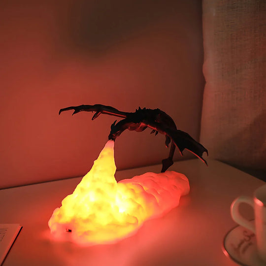 3D Fire Dragon LED Desktop Night Light USB Rechargeable