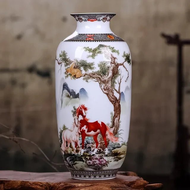Traditional Ceramic Flower Vase for Living Room Decoration