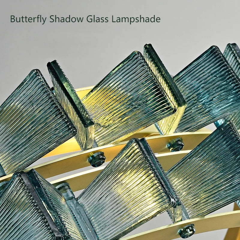 Simple Amber &amp; Blue Glass Wall Lamp – High-End Decorative Bedside Light