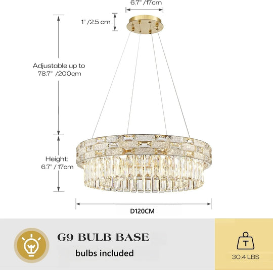 Modern Gold Crystal Chandelier for Dining &amp; Living Spaces
