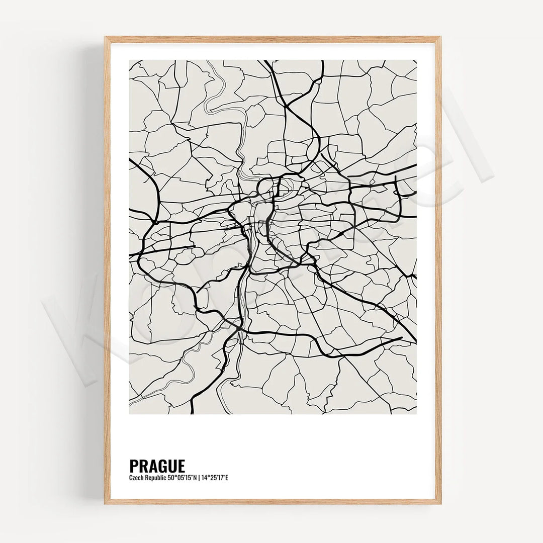 Minimalist Black White City Map Wall Art Canvas Print