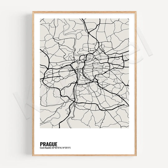 Minimalist Black White City Map Wall Art Canvas Print