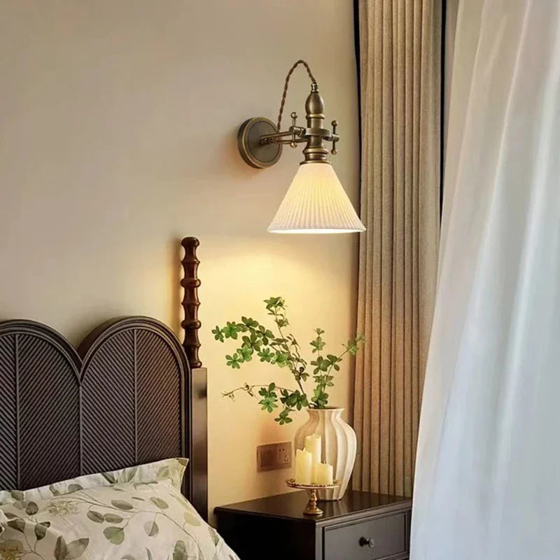 American Vintage Wall Lamp with Old Copper Finish and Clear Glass Shade