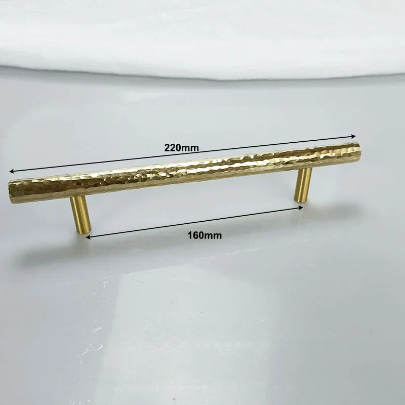 Hammered Brass Cabinet Handles – Light Gold Knobs and Pulls for Furniture