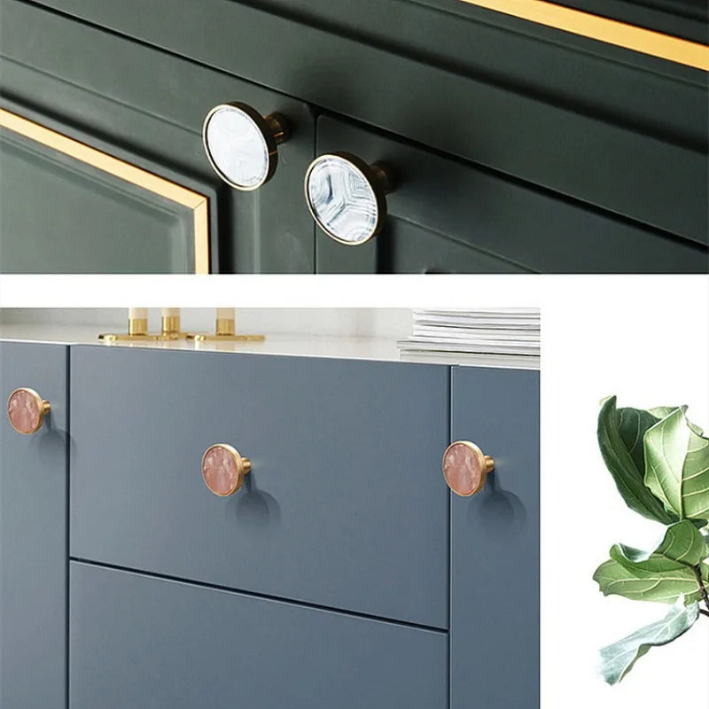 Shell Cabinet Handles – Gold Single-Hole Knobs &amp; Multipurpose Hooks