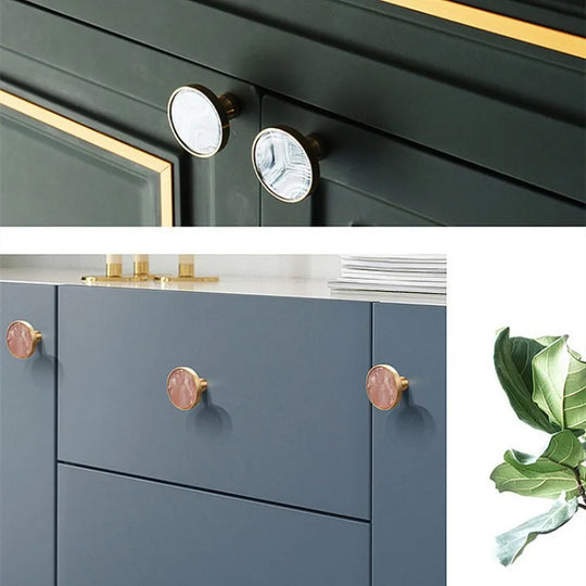 Shell Cabinet Handles – Gold Single-Hole Knobs &amp; Multipurpose Hooks