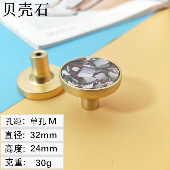 Shell Cabinet Handles – Gold Single-Hole Knobs &amp; Multipurpose Hooks