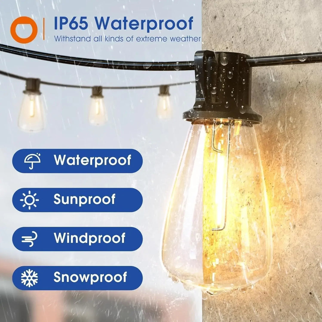 LED Outdoor String Lights 150FT Patio Waterproof Shatterproof Bulbs