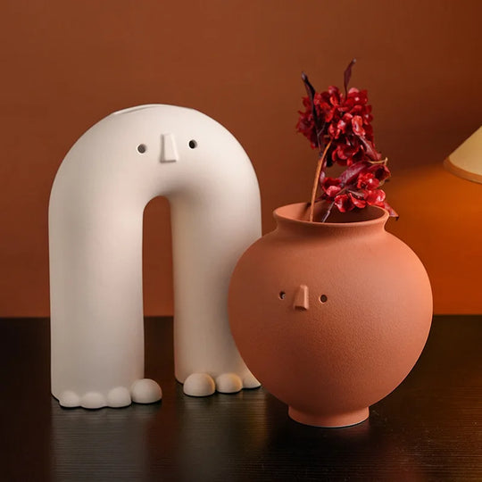 Wabi Sabi Style Ceramic Vase for Desktop Flower Arrangement