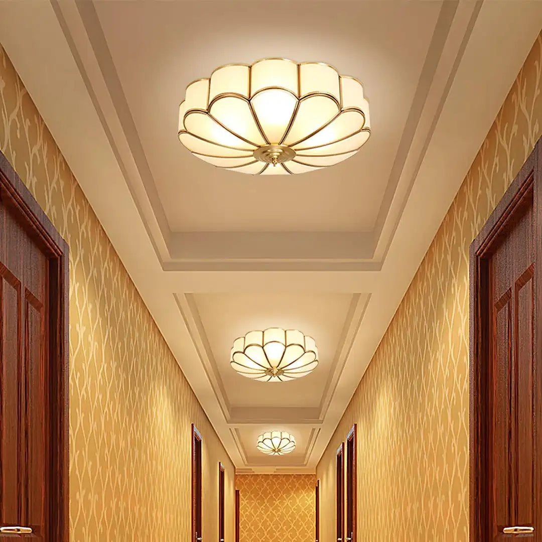 All-Copper Minimalist LED Ceiling Lamp for Study &amp; Dining Room