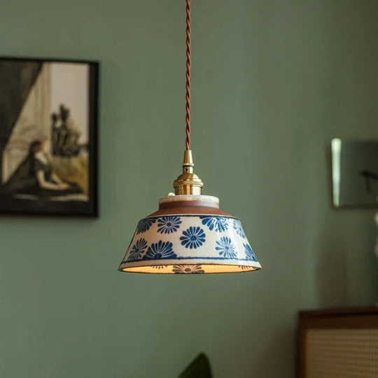 Hand-Painted Ceramic Pendant Light for Dining &amp; Living Room