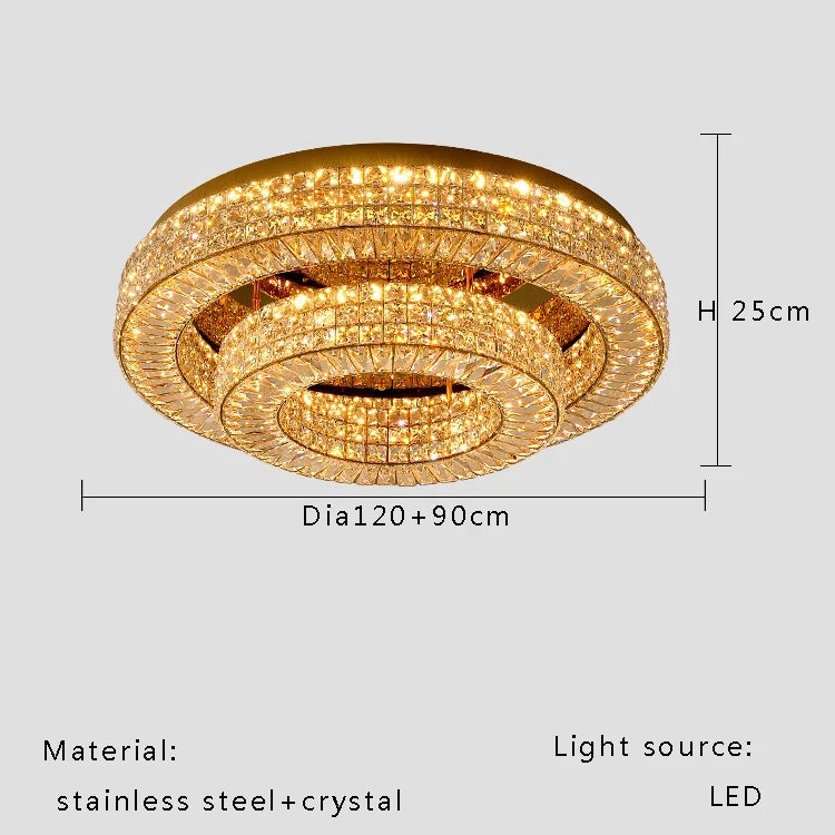 Modern Two-Tier Crystal Ceiling Light for Bedroom &amp; Living Room