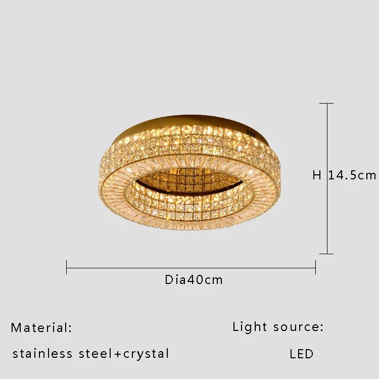 Modern Two-Tier Crystal Ceiling Light for Bedroom &amp; Living Room