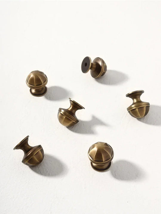 Solid Brass Octagonal Cabinet Knobs – Antique Gold Drawer &amp; Wardrobe Pulls