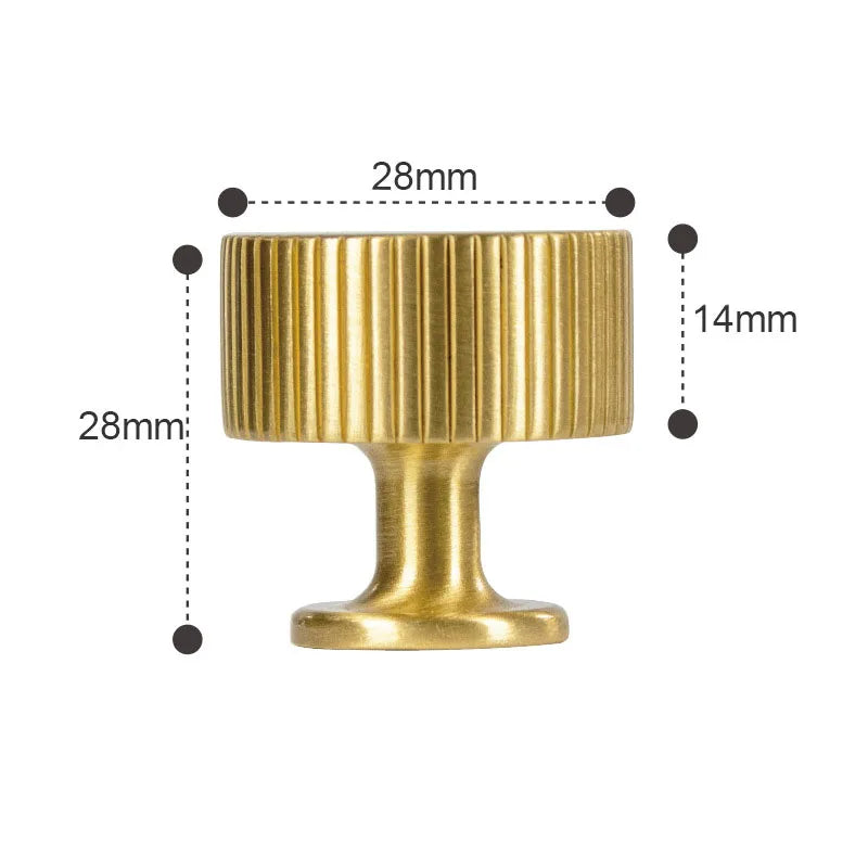Solid Brass Art Deco Cabinet Handles – Knurled T-Bar Pulls and Knobs for Furniture