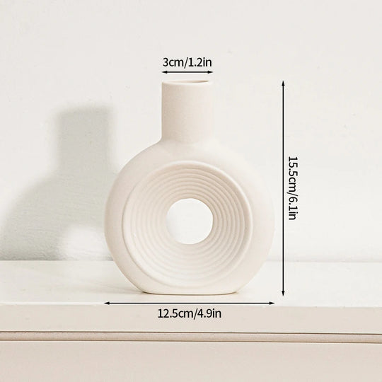 White Ceramic Vase Modern Minimalist Decorative Flower Vase
