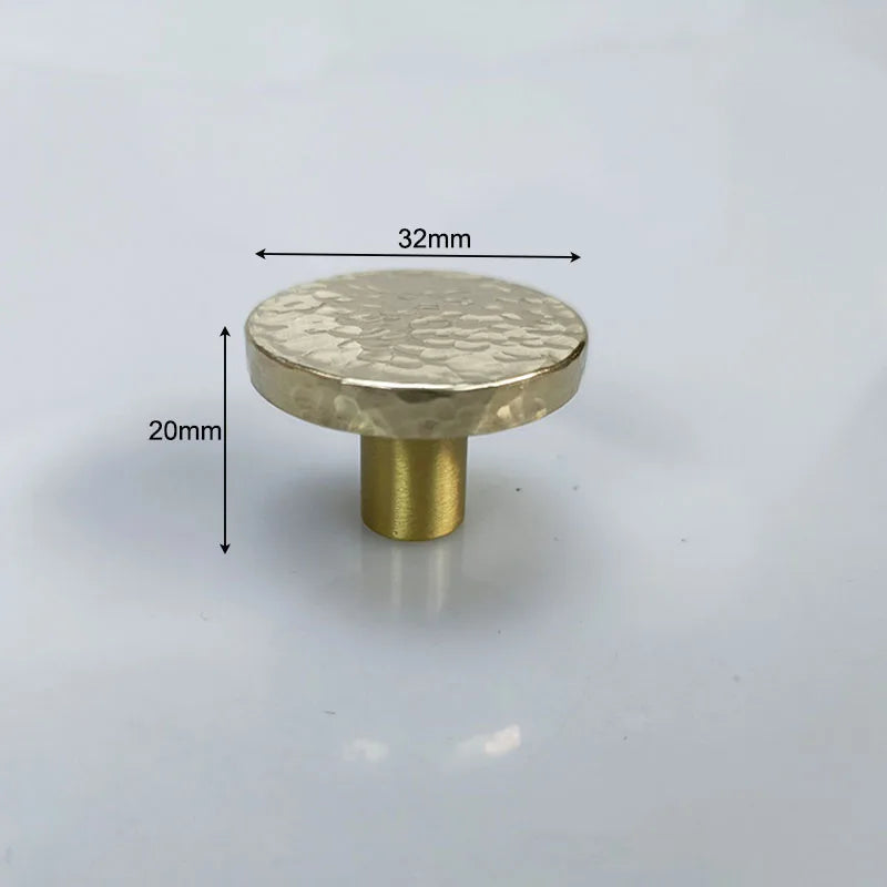 Hammered Brass Cabinet Handles – Light Gold Knobs and Pulls for Furniture