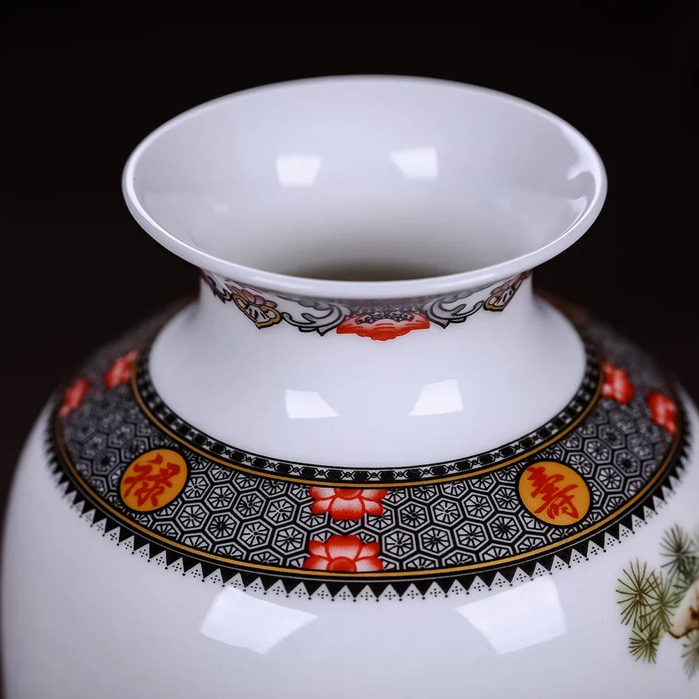 Traditional Ceramic Flower Vase for Living Room Decoration