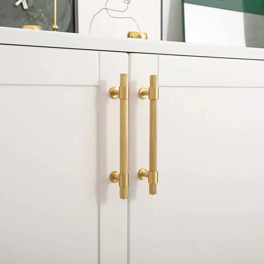 Knurled Brass Handles – Modern Pulls and Knobs for Cabinets and Wardrobes (28–278mm)