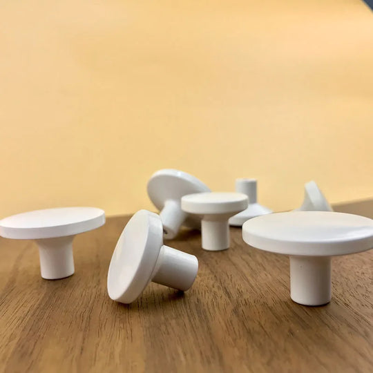 White Brass Cabinet Knobs – Modern Round Drawer &amp; Door Pulls
